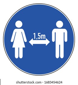 Sign to keep distance of 1,5 meter coronavirus covid-19 