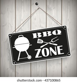 Sign with kettle barbecue and text "BBQ Zone".  Eps 10 vector file.