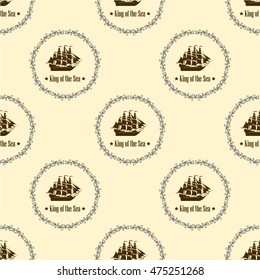 Sign of King of the Sea. Seamless vector pattern. Modern style for wallpaper, wrapping, fabric, background, apparel, other print production.