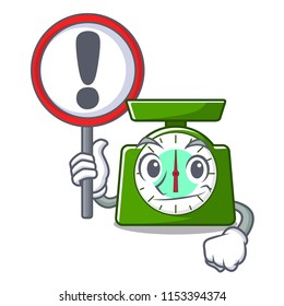 With sign kitchen scale character cartoon