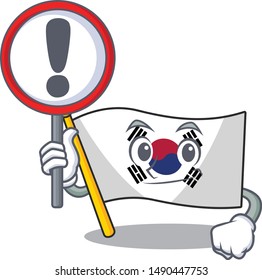 With sign korean flag cartoon fluttering on pole