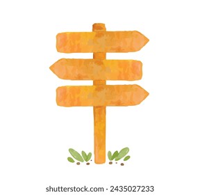 sign label wood watercolor vector illustration