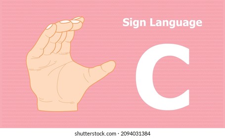 sign language alphabet C hand for disabled person communication. vector illustration eps10