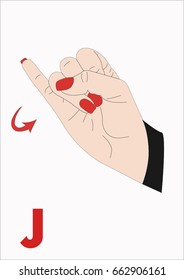 Sign Language alphabet, the Letter J