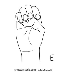 Sign language and the alphabet,The Letter E