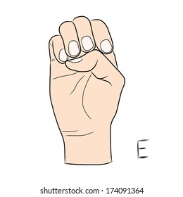 Sign language and the alphabet,The Letter E