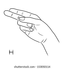 Sign language and the alphabet,The Letter H