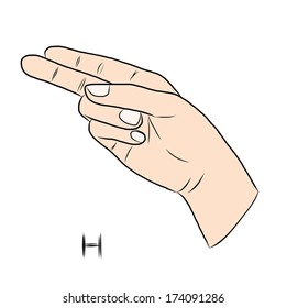 Sign language and the alphabet,The Letter H