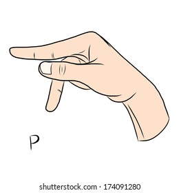 Sign language and the alphabet,The Letter P