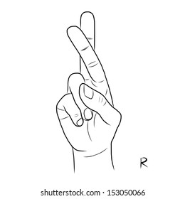 Sign language and the alphabet,The Letter R