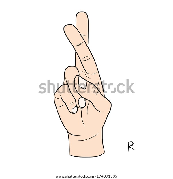 Sign Language Alphabetthe Letter R Stock Vector (Royalty Free) 174091385