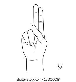 Sign language and the alphabet,The Letter U