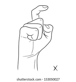 Sign language and the alphabet,The Letter X