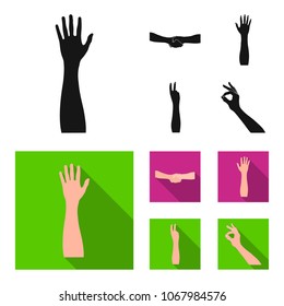 Sign Language black, flat icons in set collection for design.Emotional part of communication vector symbol stock web illustration.