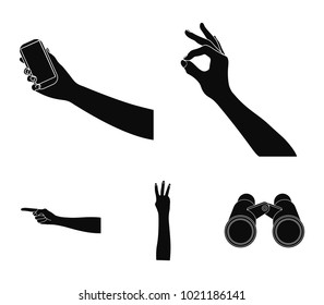 Sign Language black icons in set collection for design.Emotional part of communication vector symbol stock web illustration.