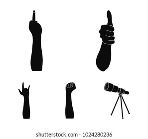 Sign Language black icons in set collection for design.Emotional part of communication vector symbol stock web illustration.