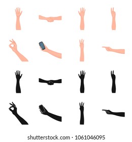 Sign Language black,cartoon icons in set collection for design.Emotional part of communication vector symbol stock web illustration.