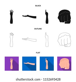 Sign Language black,flat,outline icons in set collection for design.Emotional part of communication vector symbol stock web illustration.