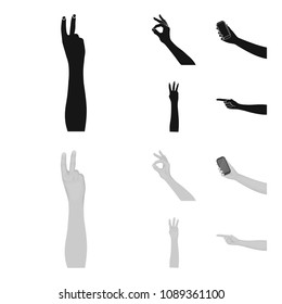 Sign Language black,monochrom icons in set collection for design.Emotional part of communication vector symbol stock web illustration.