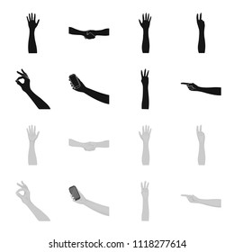 Sign Language black,monochrome icons in set collection for design.Emotional part of communication vector symbol stock web illustration.