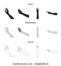 Sign Language black,monochrome,outline icons in set collection for design.Emotional part of communication vector symbol stock web illustration.