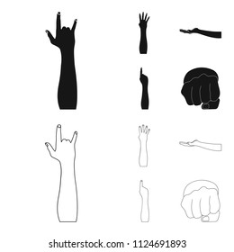 Sign Language black,outline icons in set collection for design.Emotional part of communication vector symbol stock web illustration.