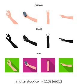 Sign Language cartoon,black,flat icons in set collection for design.Emotional part of communication vector symbol stock web illustration.