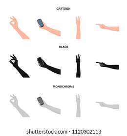 Sign Language cartoon,black,monochrome icons in set collection for design.Emotional part of communication vector symbol stock web illustration.