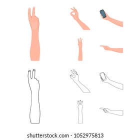 Sign Language cartoon,outline icons in set collection for design.Emotional part of communication vector symbol stock web illustration.