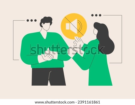 Sign language conversation abstract concept vector illustration. Gesture natural language, sign conversation, voiceless speaking, hand alphabet, manual articulation, deaf people abstract metaphor.