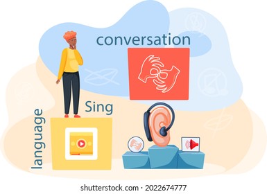 Sign Language Conversation Modern Teaching Method. Education For People With Disabilities. Webinar Sign Language Training Group For Deaf People Education Via Internet Finger Language Session