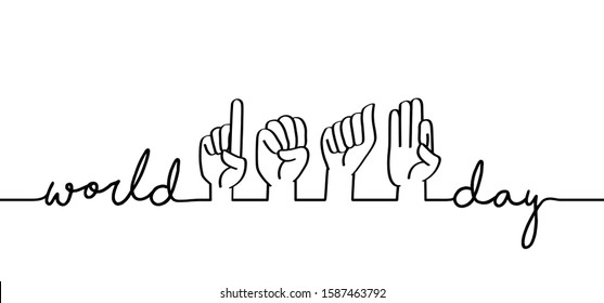 Sign language DEAF. World Deaf Day in last Sunday of September Gestures hand. Vector icon or pictogram. Deafness cartoon. I am deaf.