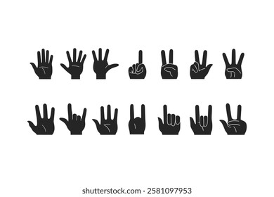 Sign Language  Gesture Hand Silhouettes – Isolated Vector Collection