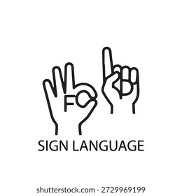 Lenguaje de señas Icono de gestos de la mano Símbolo de comunicación visual y accesibilidad
