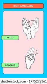 Sign Language Hands Hello And Goodbye