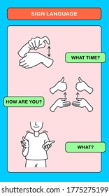 Sign Language Hands Questions What Time How Are You