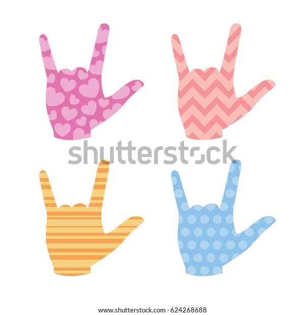 Sign Language Love You Signs Patterns Stock Vector Royalty Free