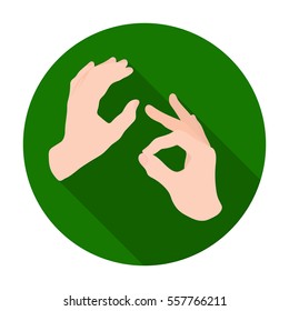 Sign language icon in flat style isolated on white background. Interpreter and translator symbol stock vector illustration.