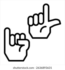 Sign Language icon Hand Gesture Line Style