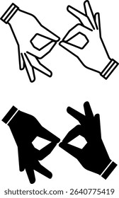 Sign Language Icons. Black and White Vector Illustration. Communication Language Used By Deaf or Hard of Hearing People. Communication with Hands and Gestures. Disability Concept