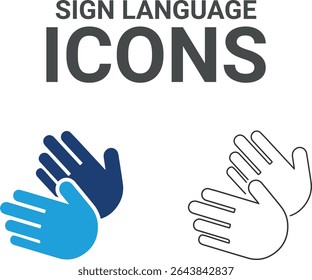 Sign language icons, line art icons, and thin line icons are set. Flat icon collection set. Simple vector icons