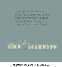 Sign Language Interpretation concept, isolated on sample background, vector illustration