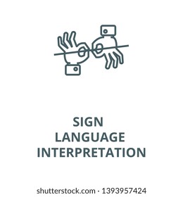 Sign language interpretation vector line icon, linear concept, outline sign, symbol