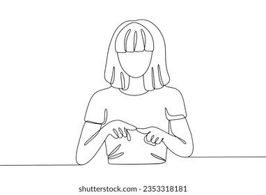 The sign language interpreter shows the gesture "native". Translation for deaf people. International Day of Sign Languages. International Week of the Deaf. One line drawing for different uses. Vector.