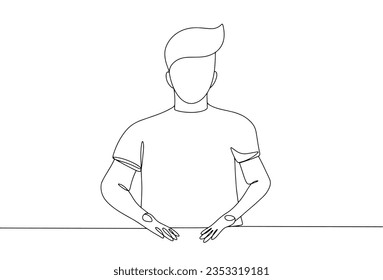 The sign language interpreter shows the gesture "live". Translation for deaf people. International Day of Sign Languages. International Week of the Deaf. One line drawing for different uses. Vector.