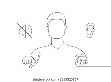 The sign language interpreter shows the gesture "you can". Translation for deaf people. International Day of Sign Languages. International Week of the Deaf. One line drawing for different uses. Vector