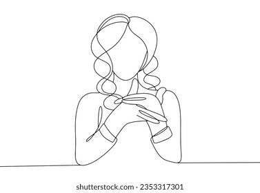 The sign language interpreter shows the "help" gesture. Translation for deaf people. International Day of Sign Languages. International Week of the Deaf. One line drawing for different uses. Vector.
