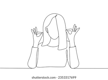 The sign language interpreter shows the "sound" gesture. Translation for deaf people. International Day of Sign Languages. International Week of the Deaf. One line drawing for different uses. Vector.