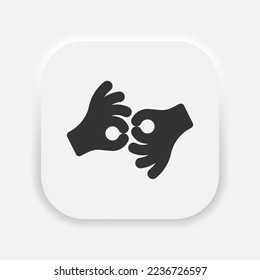 Sign language interpreting vector icon. US sing language hand gesture symbol in neumorphism style. Vector EPS 10