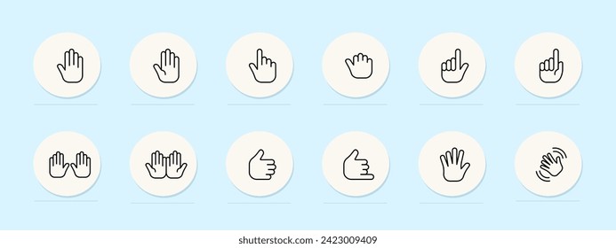 Sign language line icon. American Sign Language, nonverbal communication, deaf culture, sign language interpreter. Pastel color background. Vector line icon for business and advertising